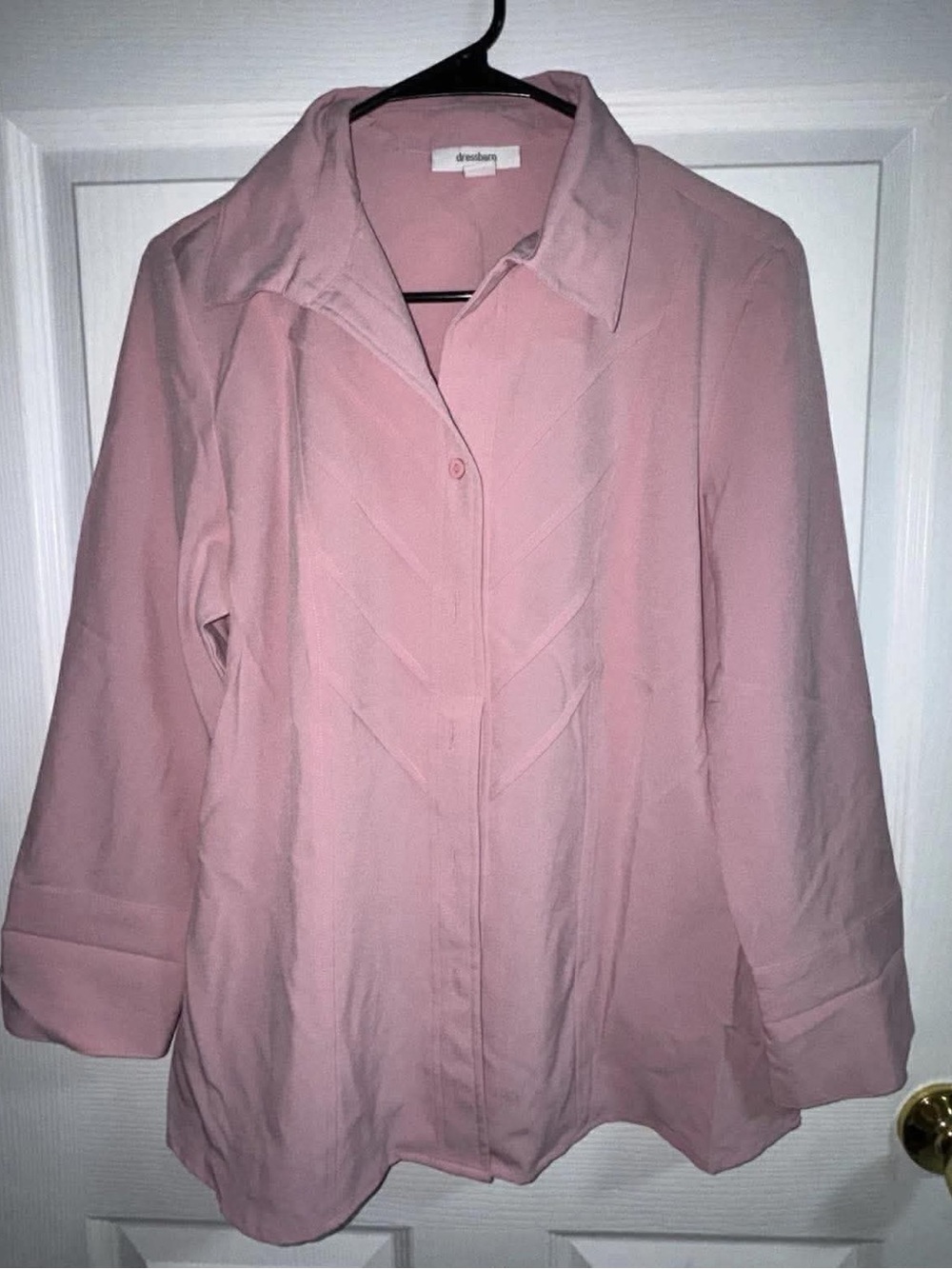 dressbarn Dusty Pink Button-Front Collared Shirt